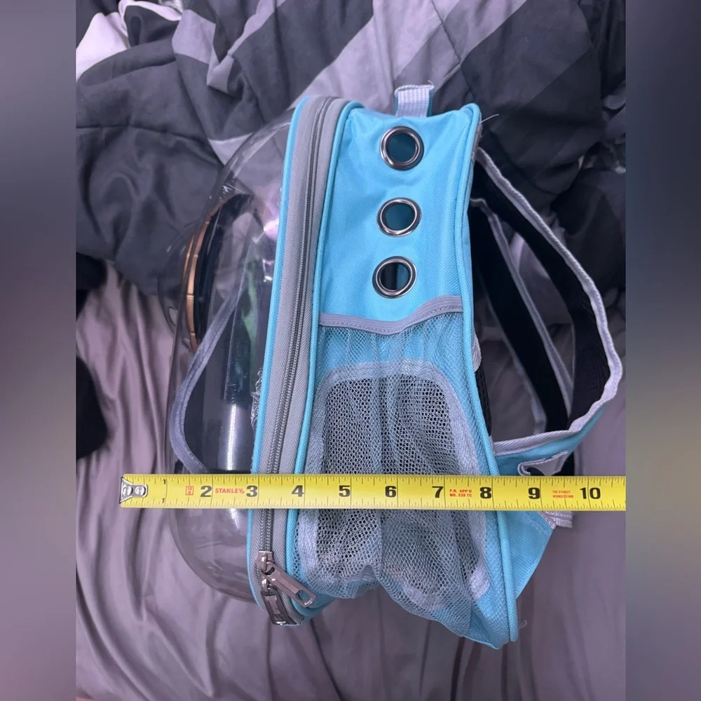 Pet backpack carrier teal/black/clear great condition